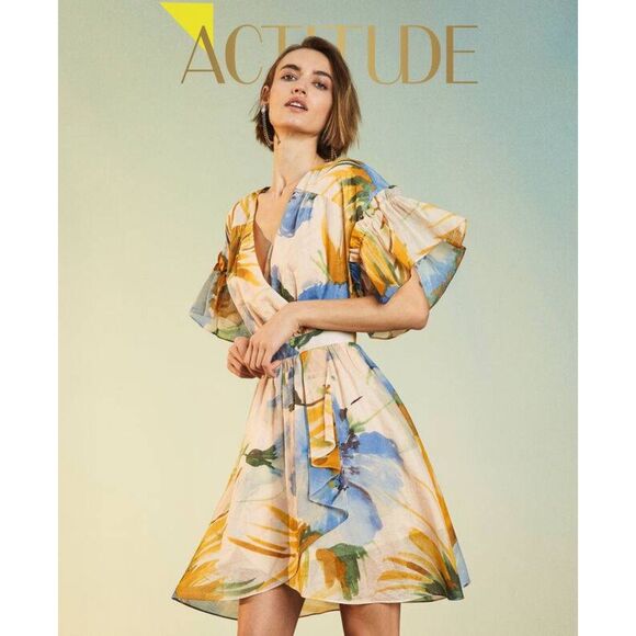 NWT TWINSET Actitude Hamal Cotton Muslin Wrap Style Watercolor Dress XS - Picture 2 of 16